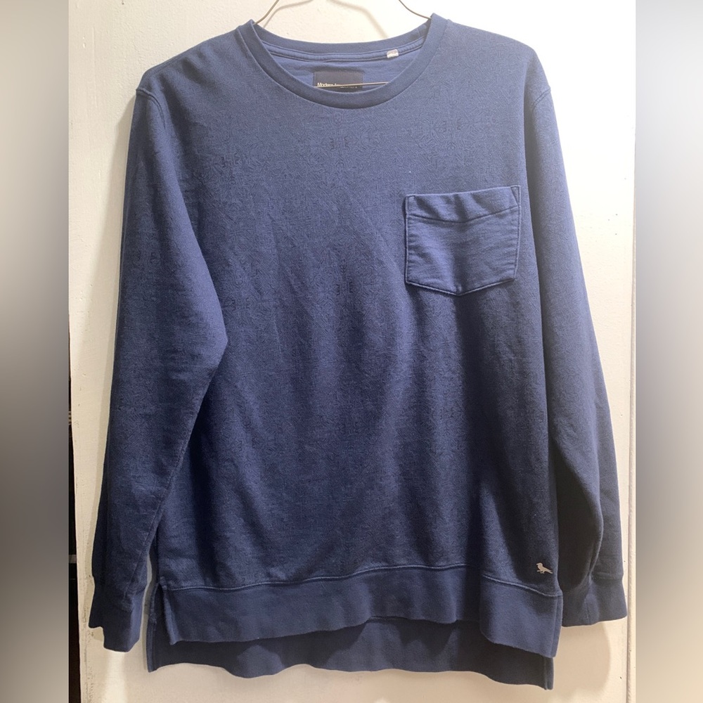 Modern Amusement Pattern Navy Crewneck Sweater Large